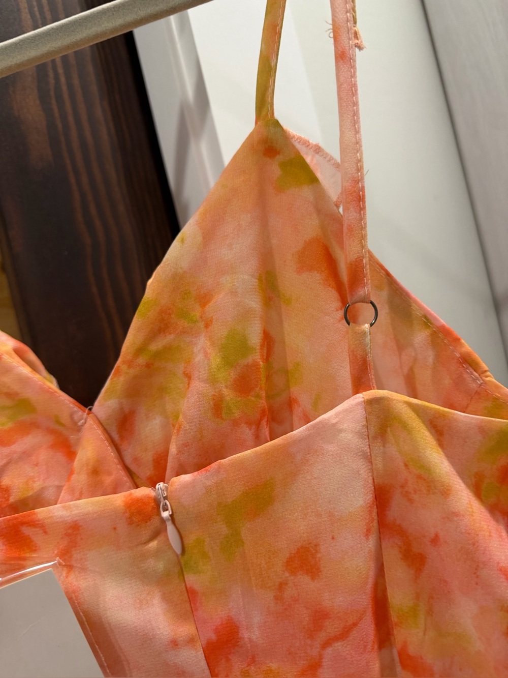 Floral Ruffle Slip Dress in Coral & Lime - Picture 5 of 10